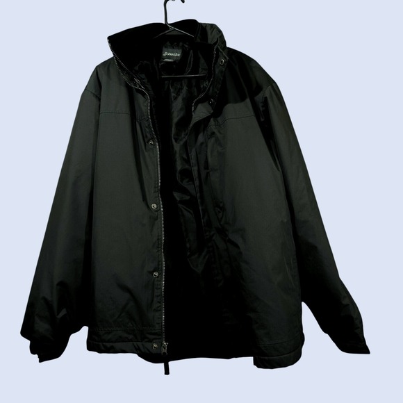 St Johns Bay Mens 3 in 1 Jacket Medium Black Heavyweight Winter Coat Lined Hood - Picture 1 of 8